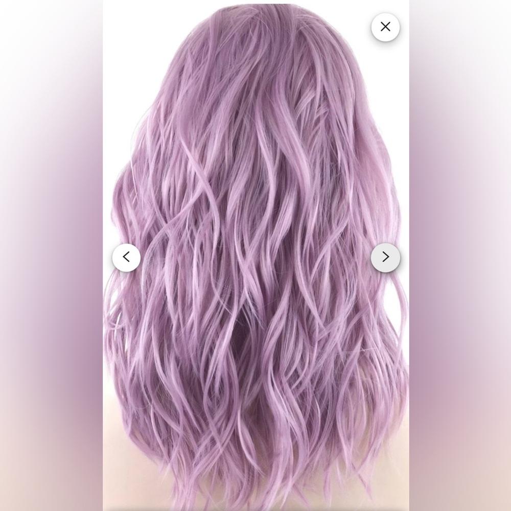 Lace front center part synthetic fiber wavy lavender wig - Picture 4 of 5